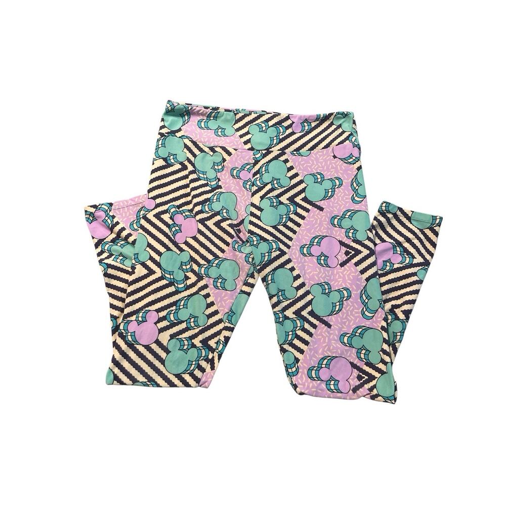 Lularoe Disney Leggings Mickey Mouse purple green pants womens Tall And Curvy
